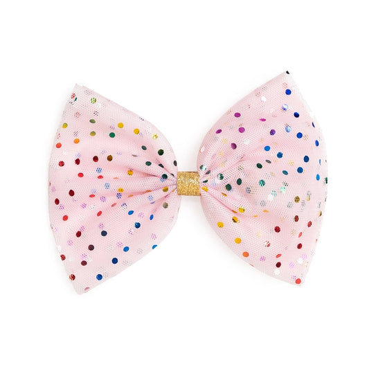 Pink Confetti Tulle Bow Clip  - Doodlebug's Children's Boutique