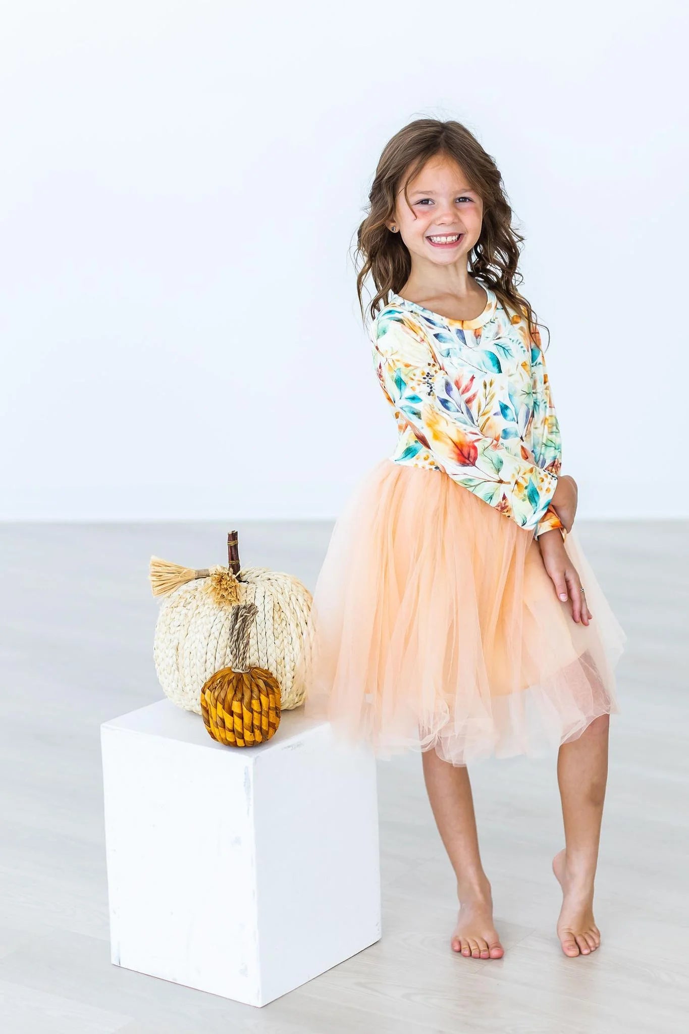 Fall Watercolors Long Sleeve Tutu Dress ...