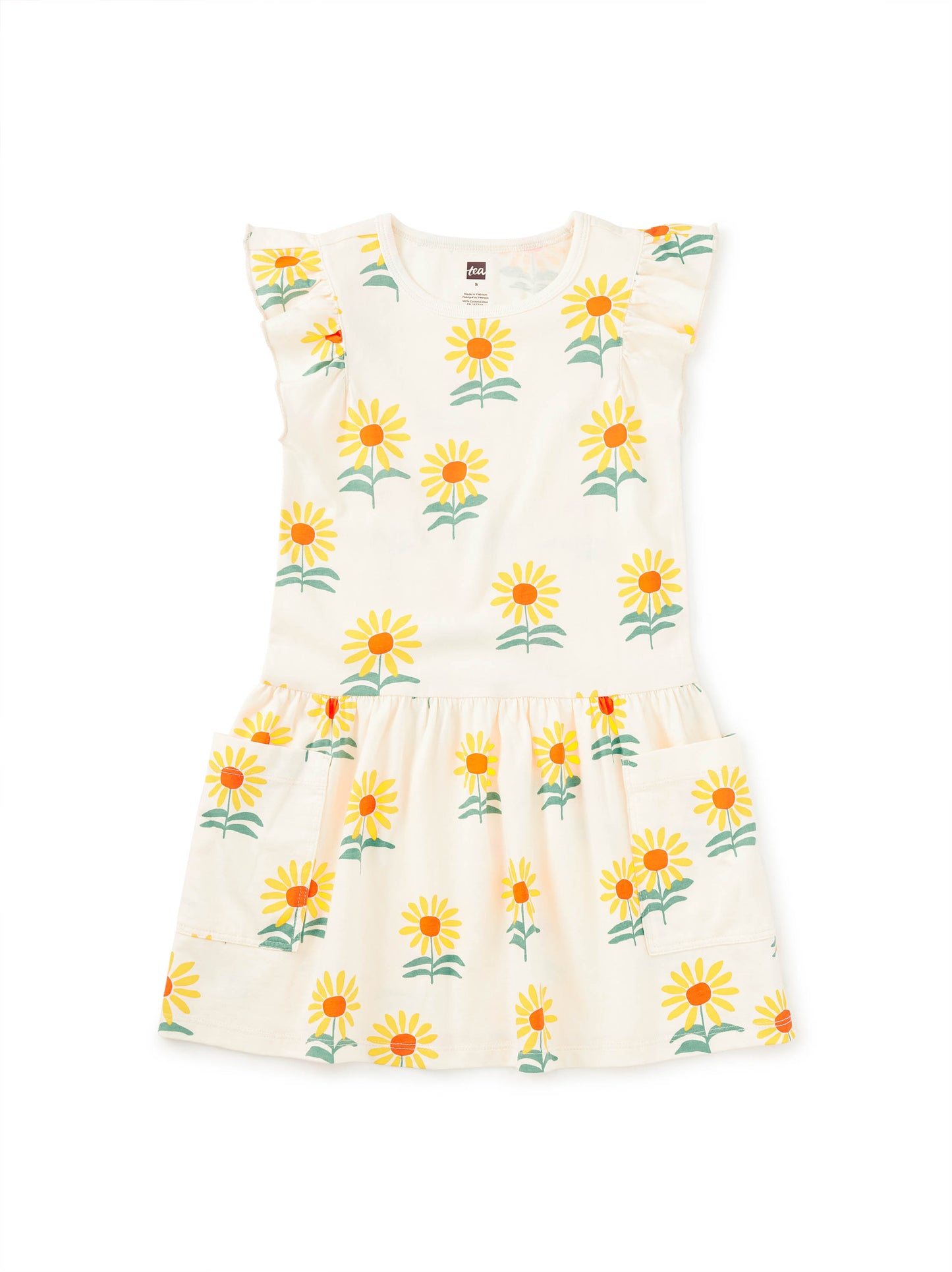 Sunflowers Flutter Sleeve Pocket Dress - Doodlebug's Children's Boutique