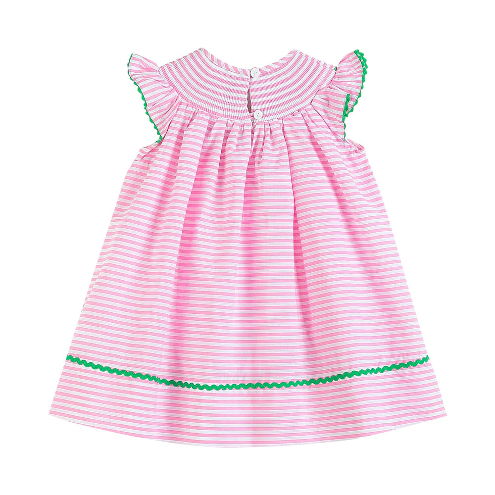 Pink Striped Watermelon Smocked Dress - Doodlebug's Children's Boutique