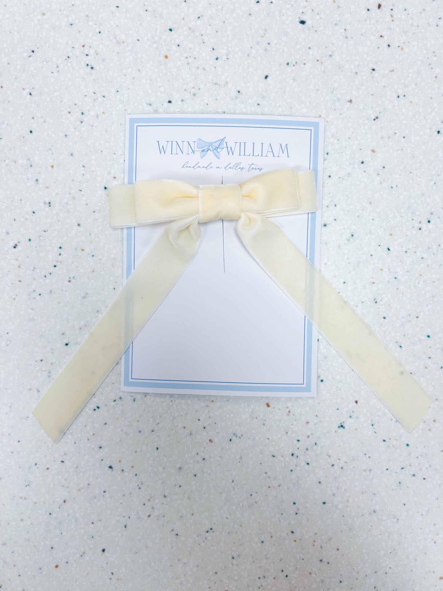Ivory Velvet Long-Tail Bow - Doodlebug's Children's Boutique