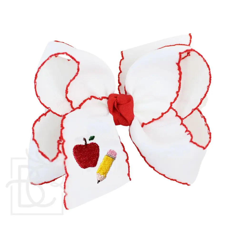 XL Crochet Edge Back to School Bow - Doodlebug's Children's Boutique