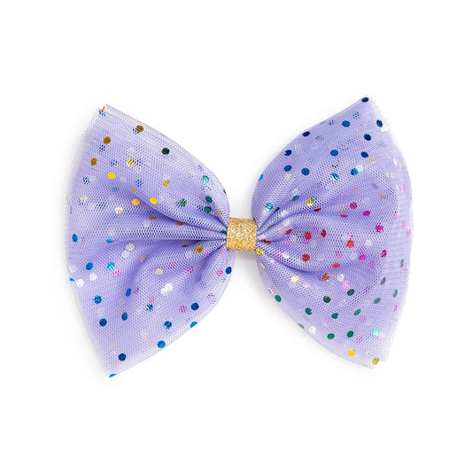 Lavender Confetti Tulle Bow Clip  - Doodlebug's Children's Boutique