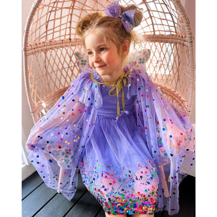 Lavender Confetti Tulle Bow Clip  - Doodlebug's Children's Boutique