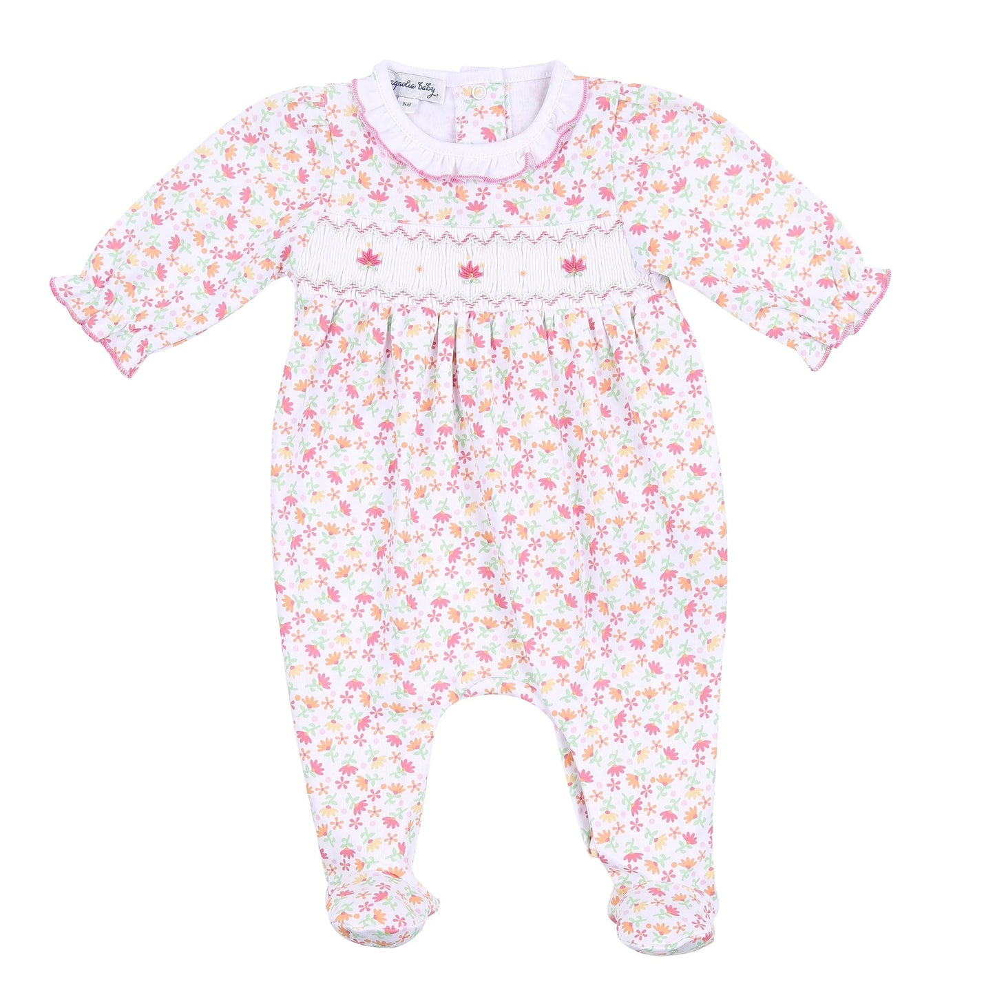 Autumn's Classics Smocked Printed Footie - Doodlebug's Children's Boutique
