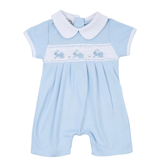 Pastel Bunny Classics Smocked Collared Playsuit  - Doodlebug's Children's Boutique