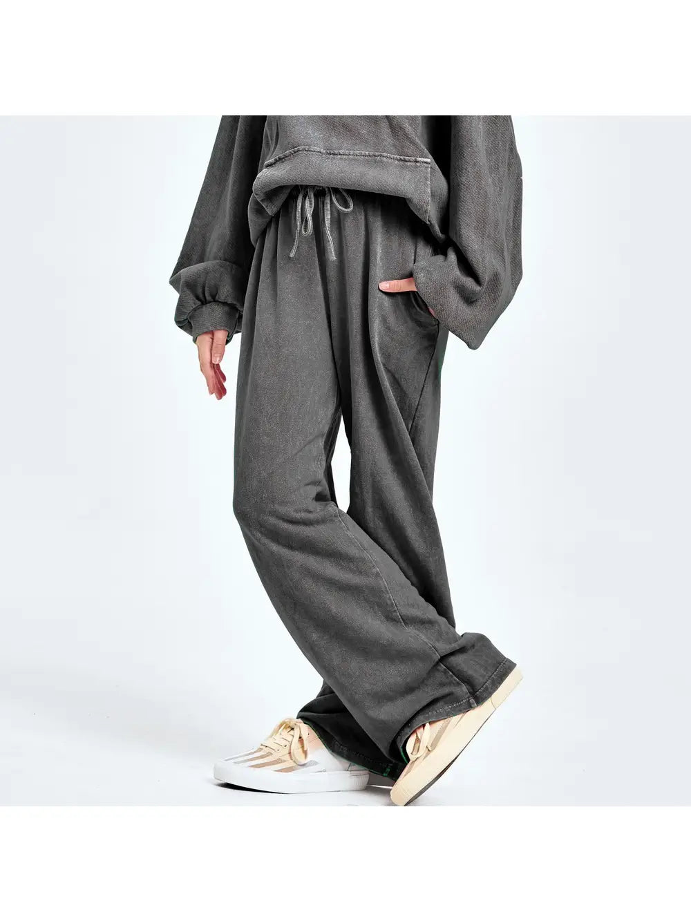 Mineral Wash Wide Leg Pants in Black - Doodlebug's Children's Boutique