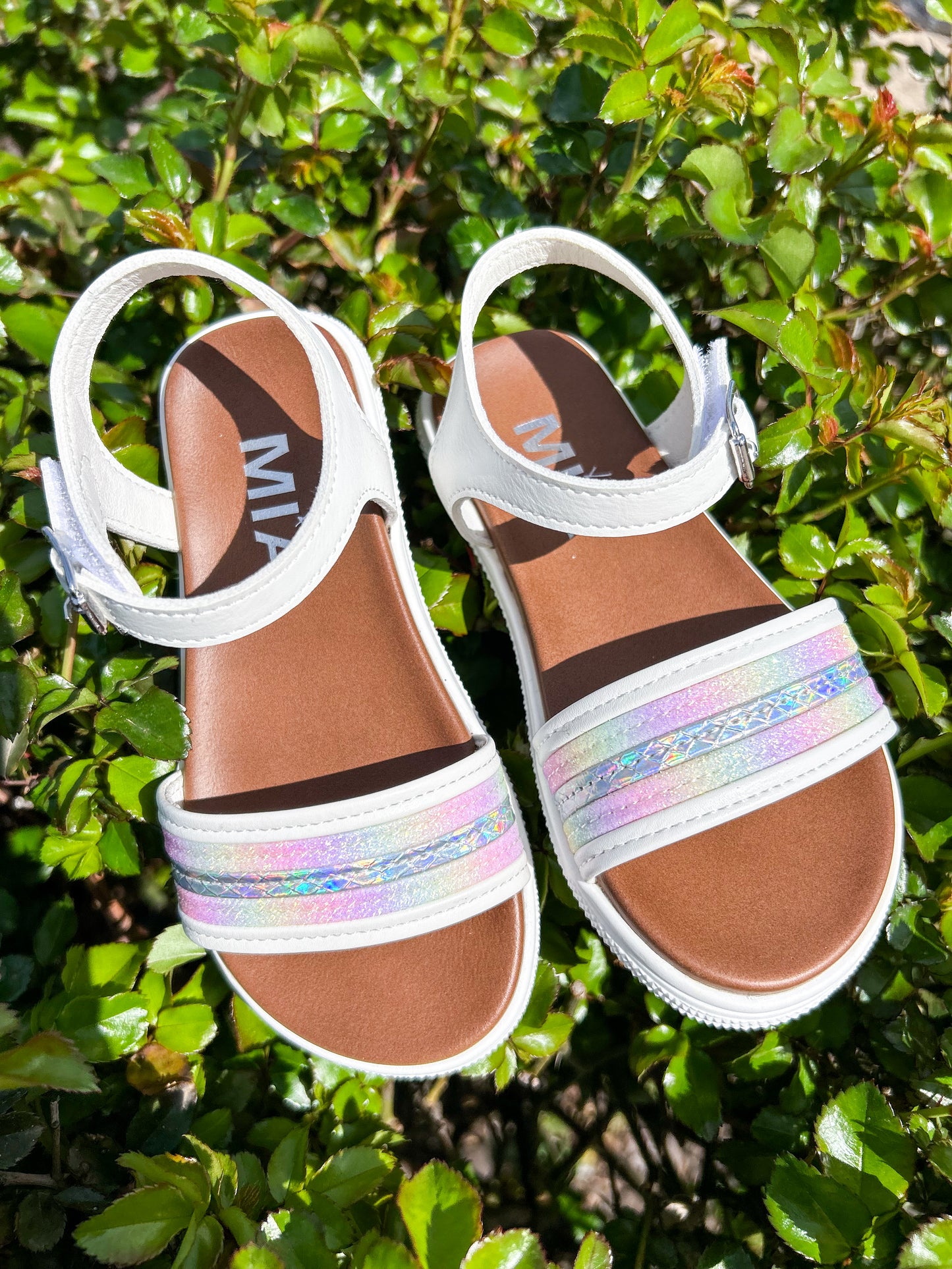 Lil Aneka Sandal in White Pastel Rainbow - Doodlebug's Children's Boutique