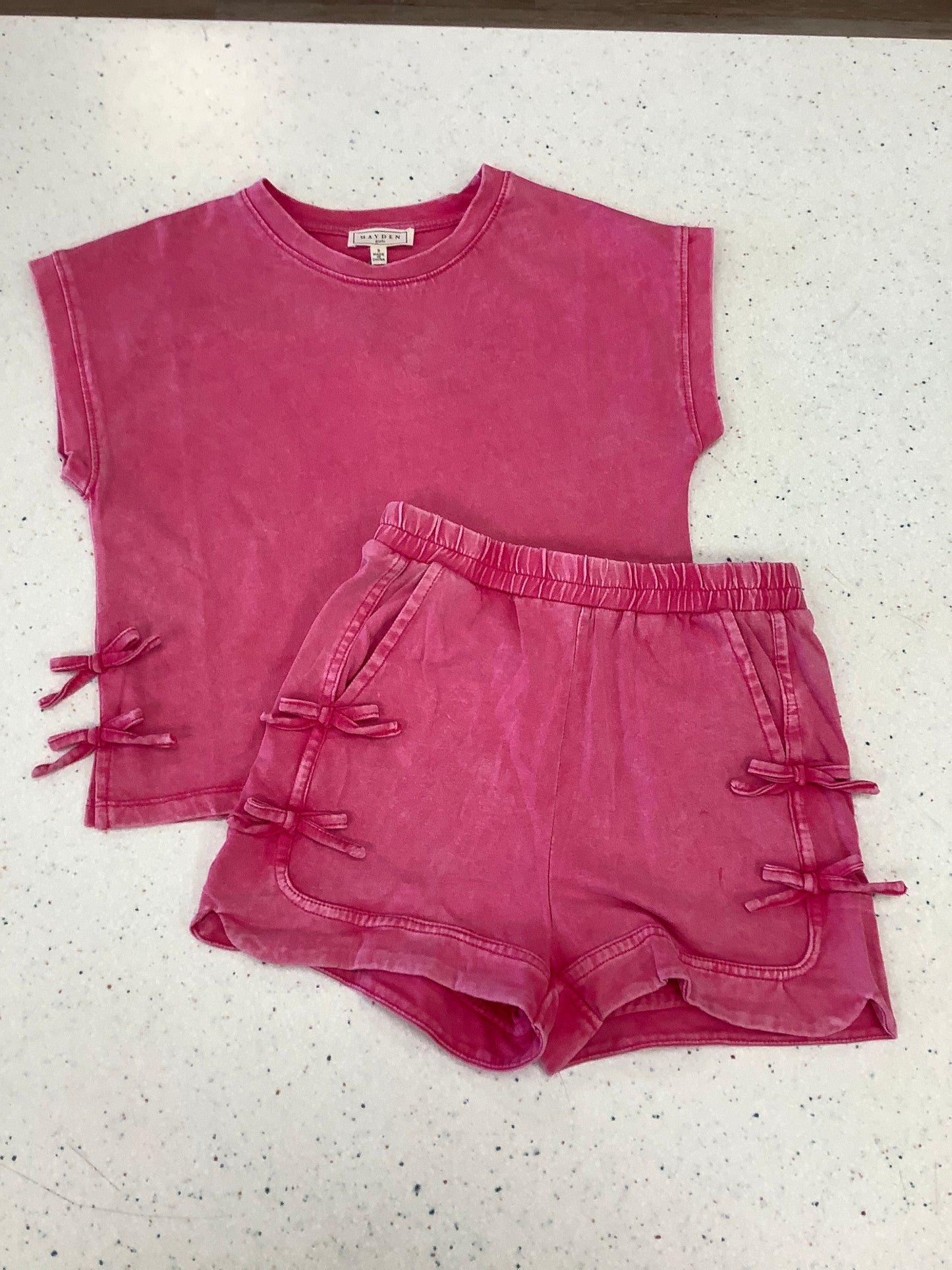 Washed Pink Bows Set - Doodlebug's Children's Boutique