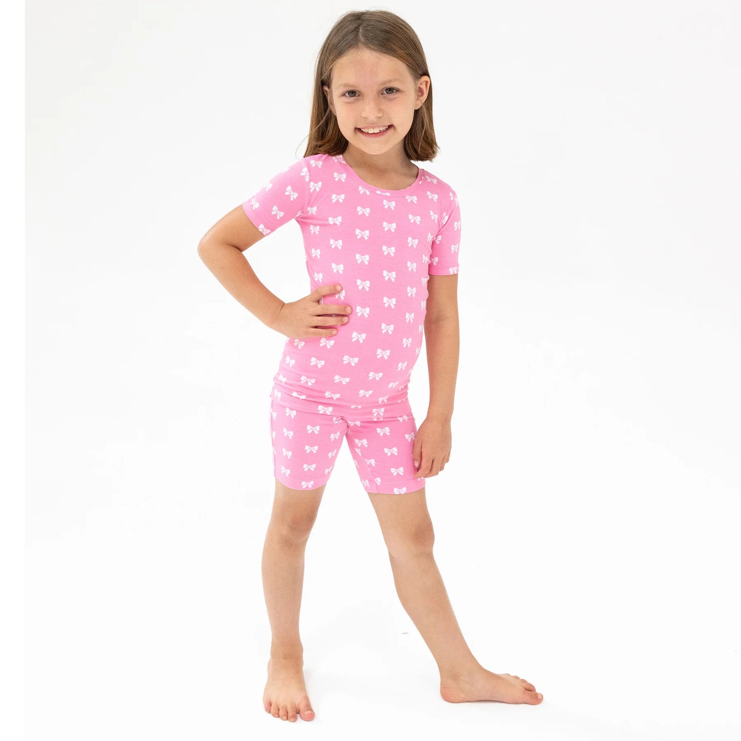 Pink Bows Loungewear Short Set - Doodlebug's Children's Boutique