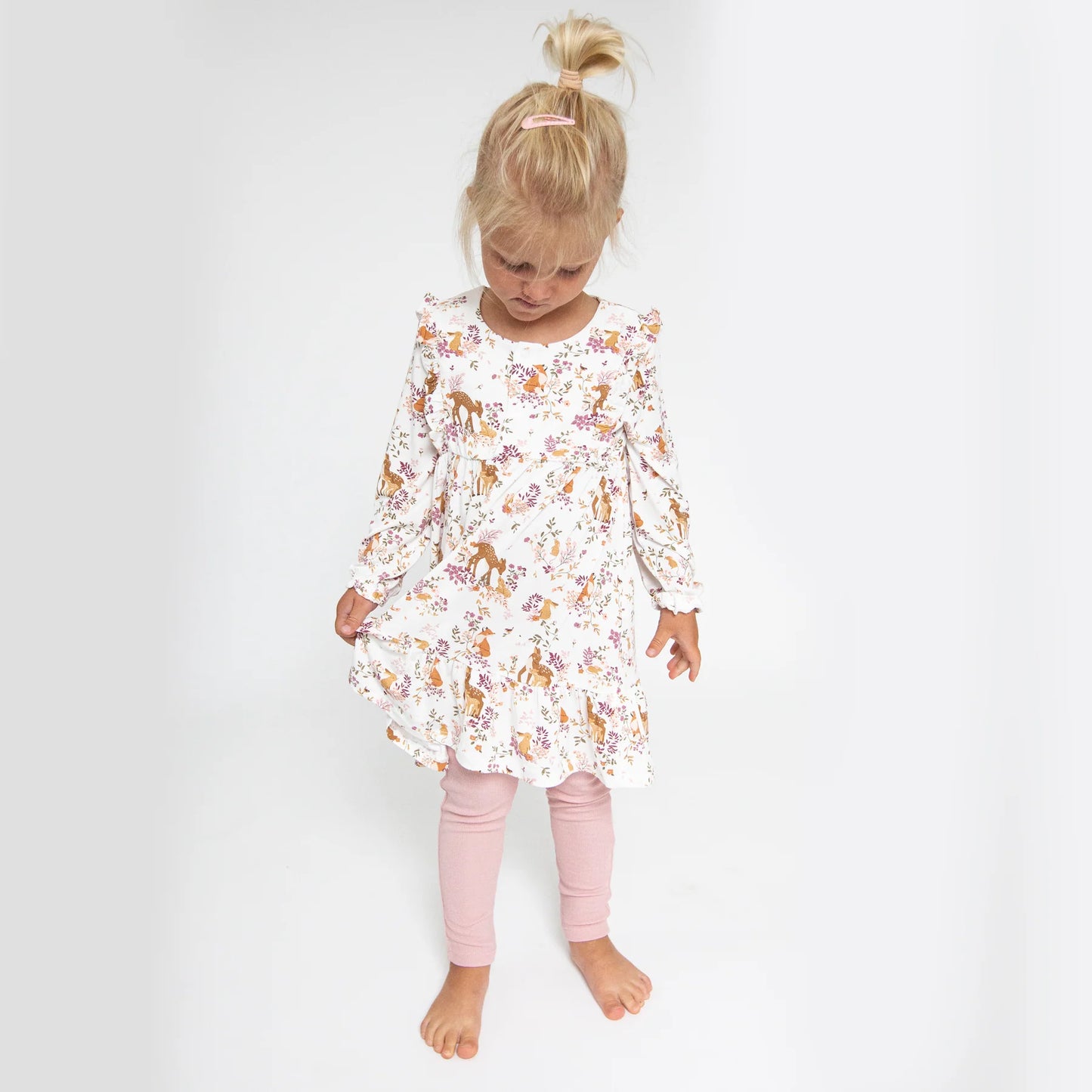 Ruffle Tiered Dress and Leggings Set in Pretty Woodland - Doodlebug's Children's Boutique