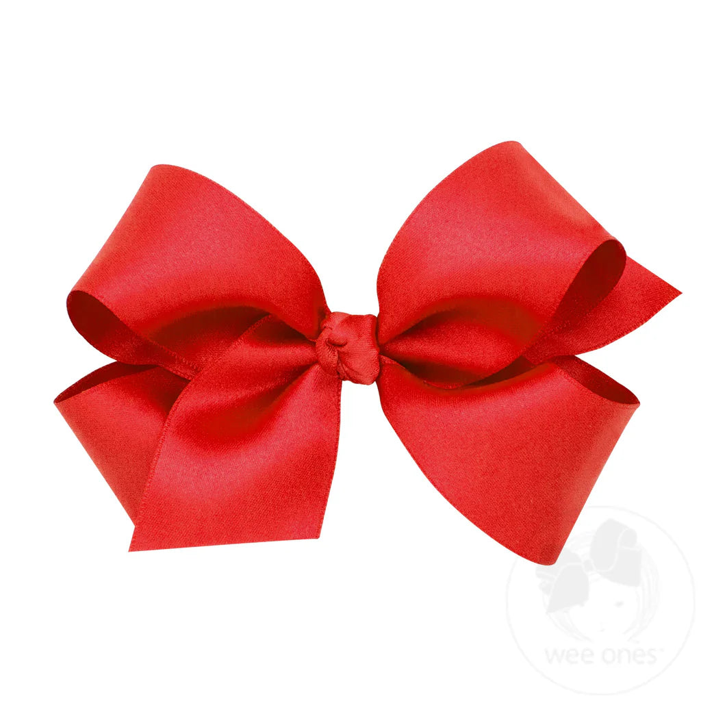 Ruby Satin Medium Bow - Doodlebug's Children's Boutique