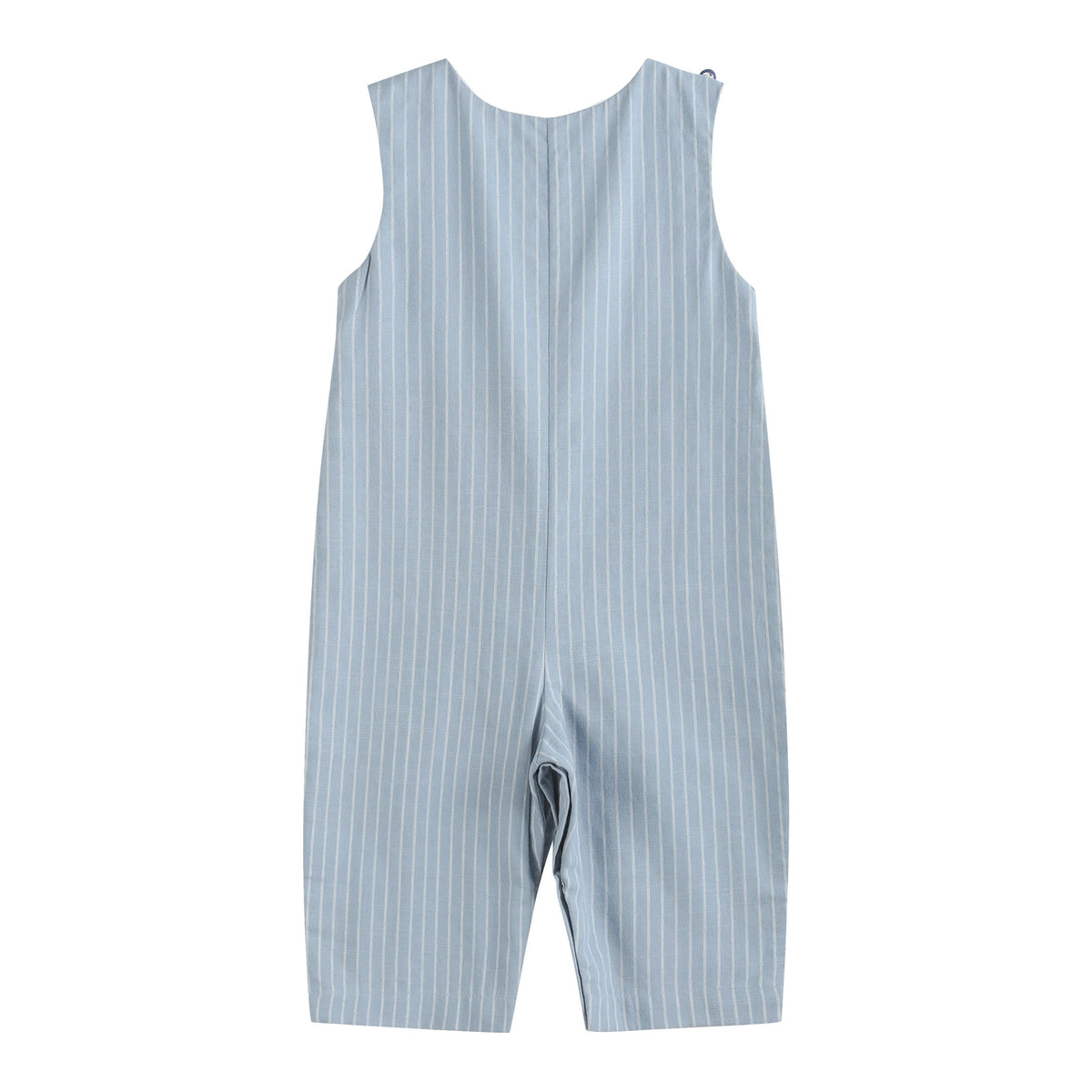 Blue Pinstripe Mallard Smocked Overalls