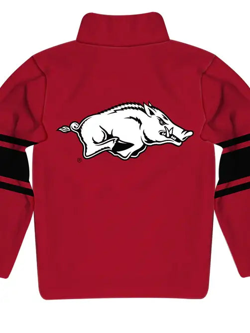 Arkansas Razorbacks Stripes Red Quarter Zip Sweatshirt - Doodlebug's Children's Boutique