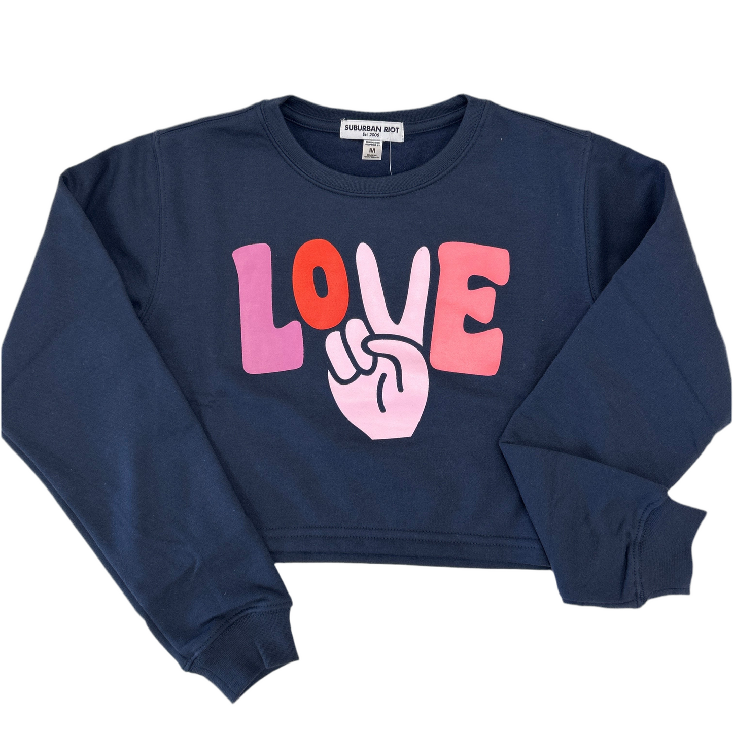 Peace Love Boxy Crop Sweatshirt - Doodlebug's Children's Boutique