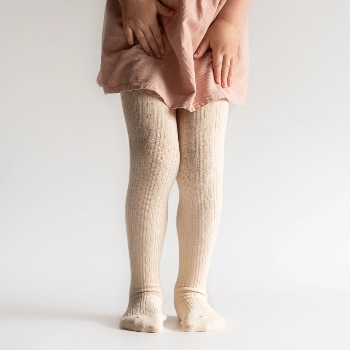 Cable Knit Tights in Vanilla - Doodlebug's Children's Boutique