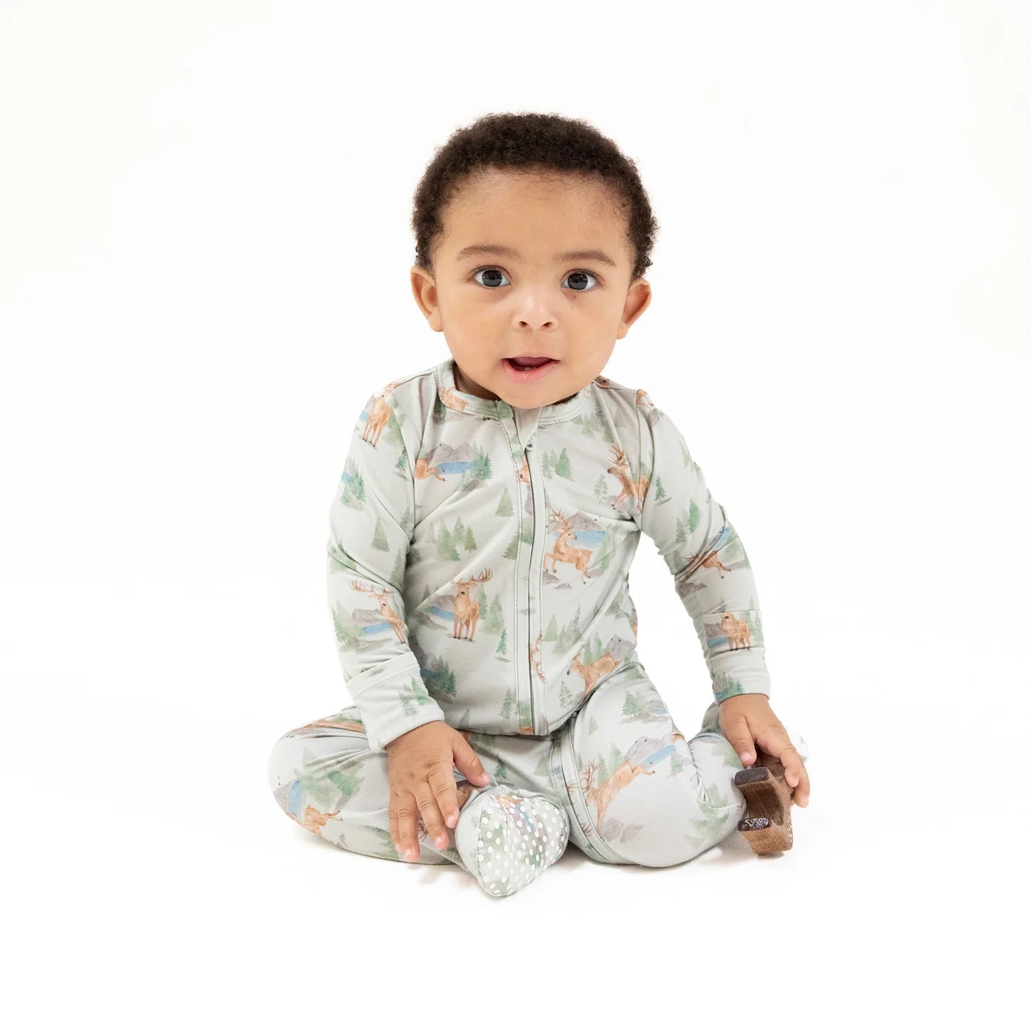 Buck Deer 2 Way Zipper Footie - Doodlebug's Children's Boutique