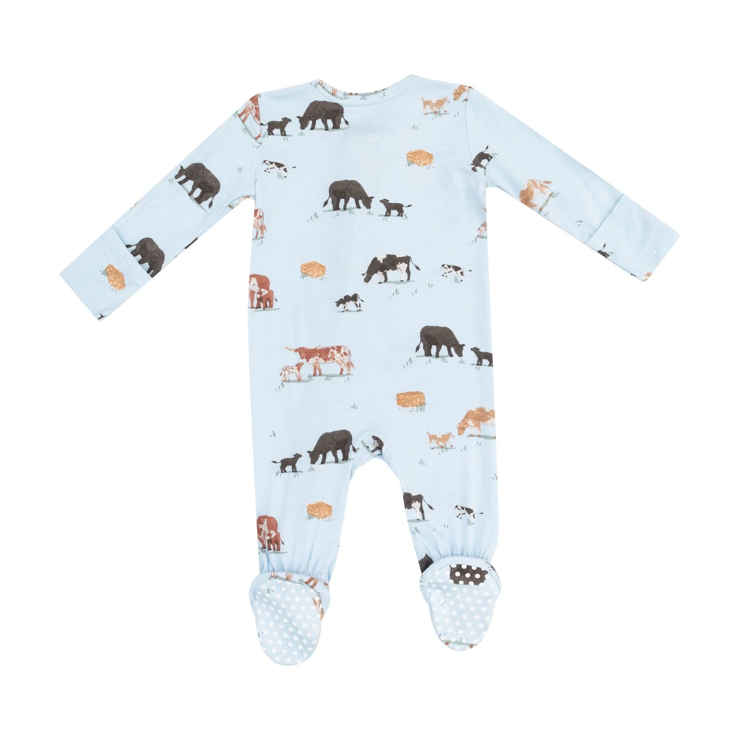 2 Way Zipper Footie in Cow Families - Doodlebug's Children's Boutique