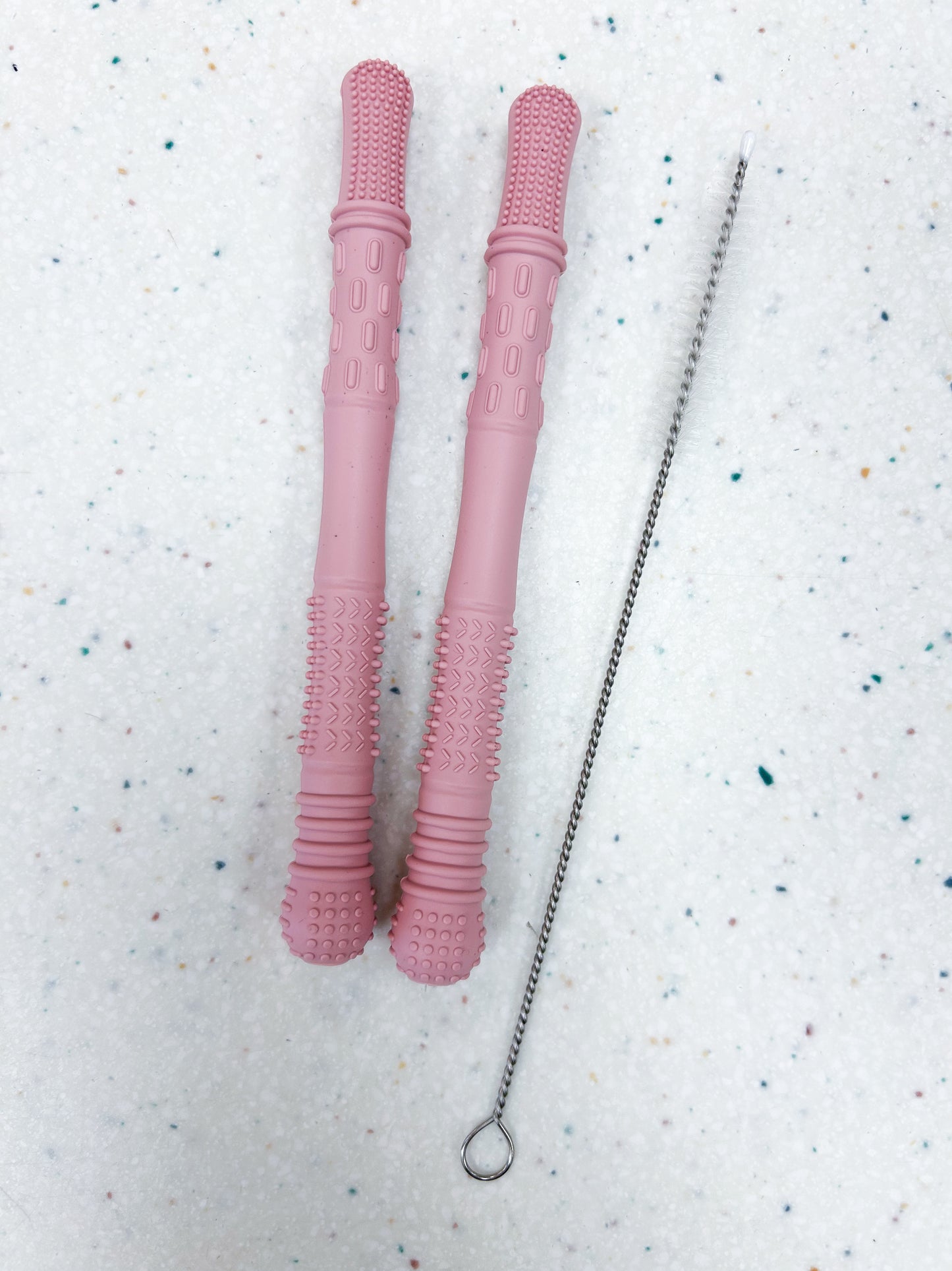 Neuvo Silicone Teething Tube Set in Classic Pink - Doodlebug's Children's Boutique