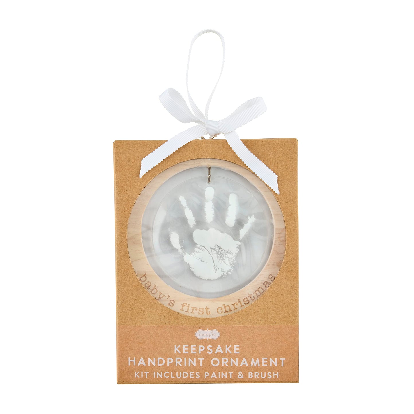 White Acrylic Handprint Ornament - Doodlebug's Children's Boutique