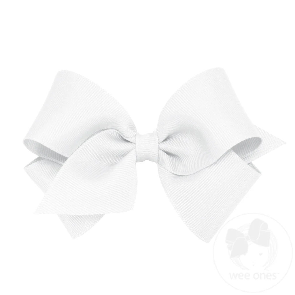 Small Classic Grosgrain Bow in White - Doodlebug's Children's Boutique