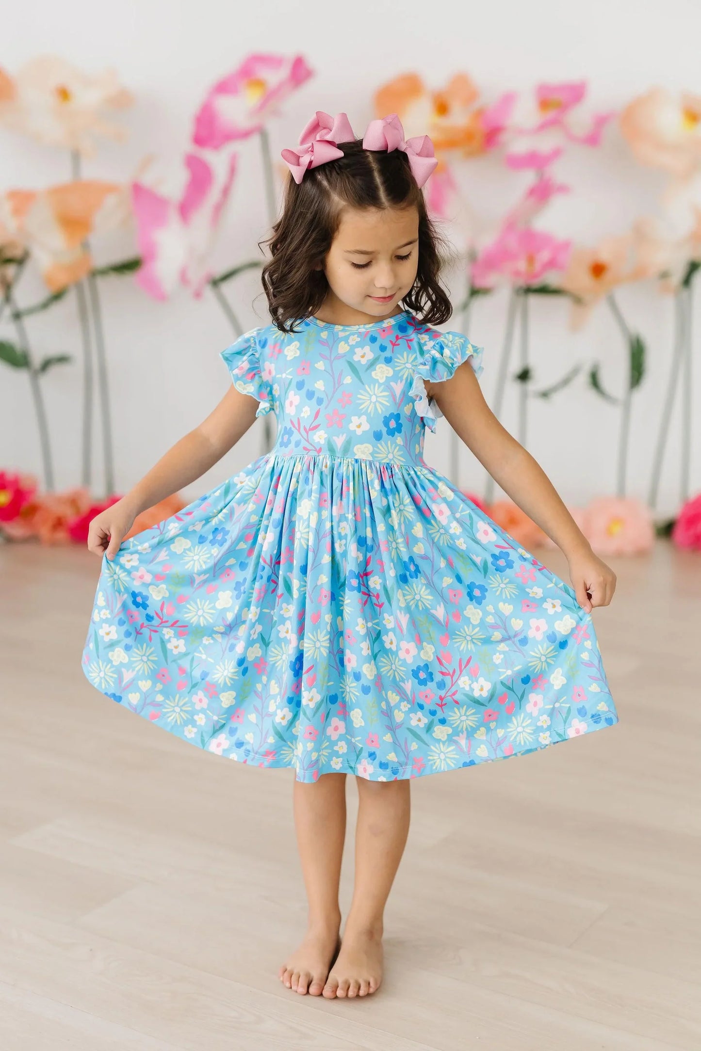 Springtime Splendor Flutter Sleeve Twirl Dress - Doodlebug's Children's Boutique