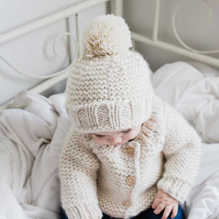 Natural Garter Stitch Beanie - Doodlebug's Children's Boutique