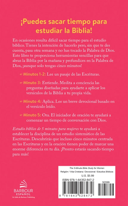 Estudio Bíblico De 5 Minutos Para Mujeres Libro (Spanish Book) - Doodlebug's Children's Boutique