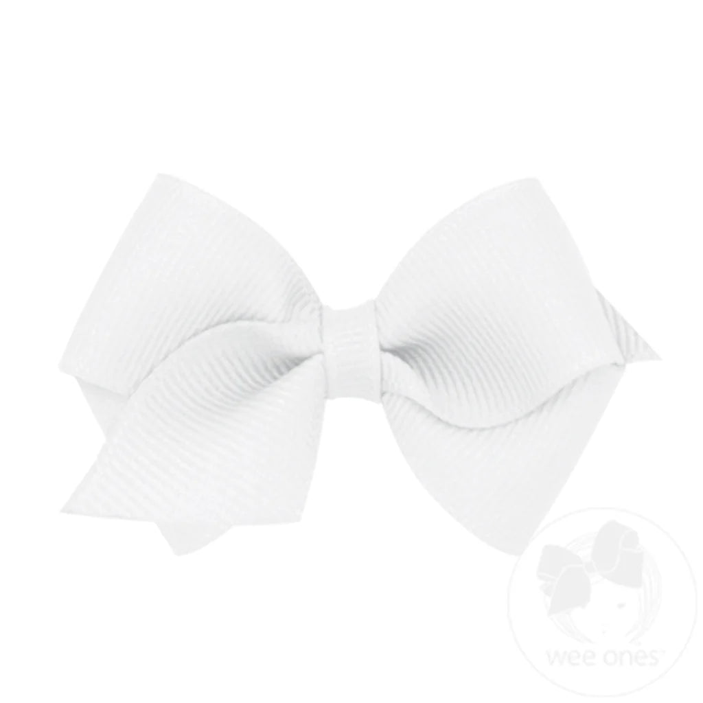 Wee Classic Grosgrain Bow in White - Doodlebug's Children's Boutique