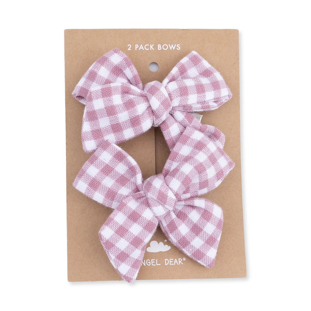 Berry Gingham 2 Pack Bow Clips