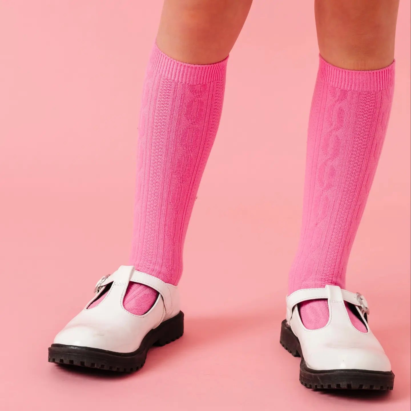 Cable Knit Knee High Socks in Taffy - Doodlebug's Children's Boutique