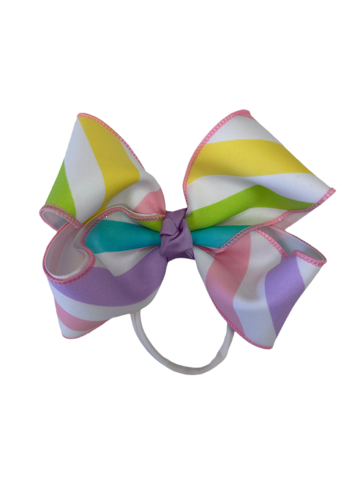 Pastel Stripe Layered Bow Nylon Headband - Doodlebug's Children's Boutique