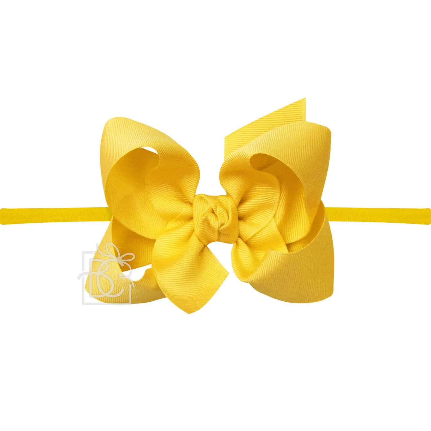 Nylon Headband with Large Bow in Bright Yellow - Doodlebug's Children's Boutique