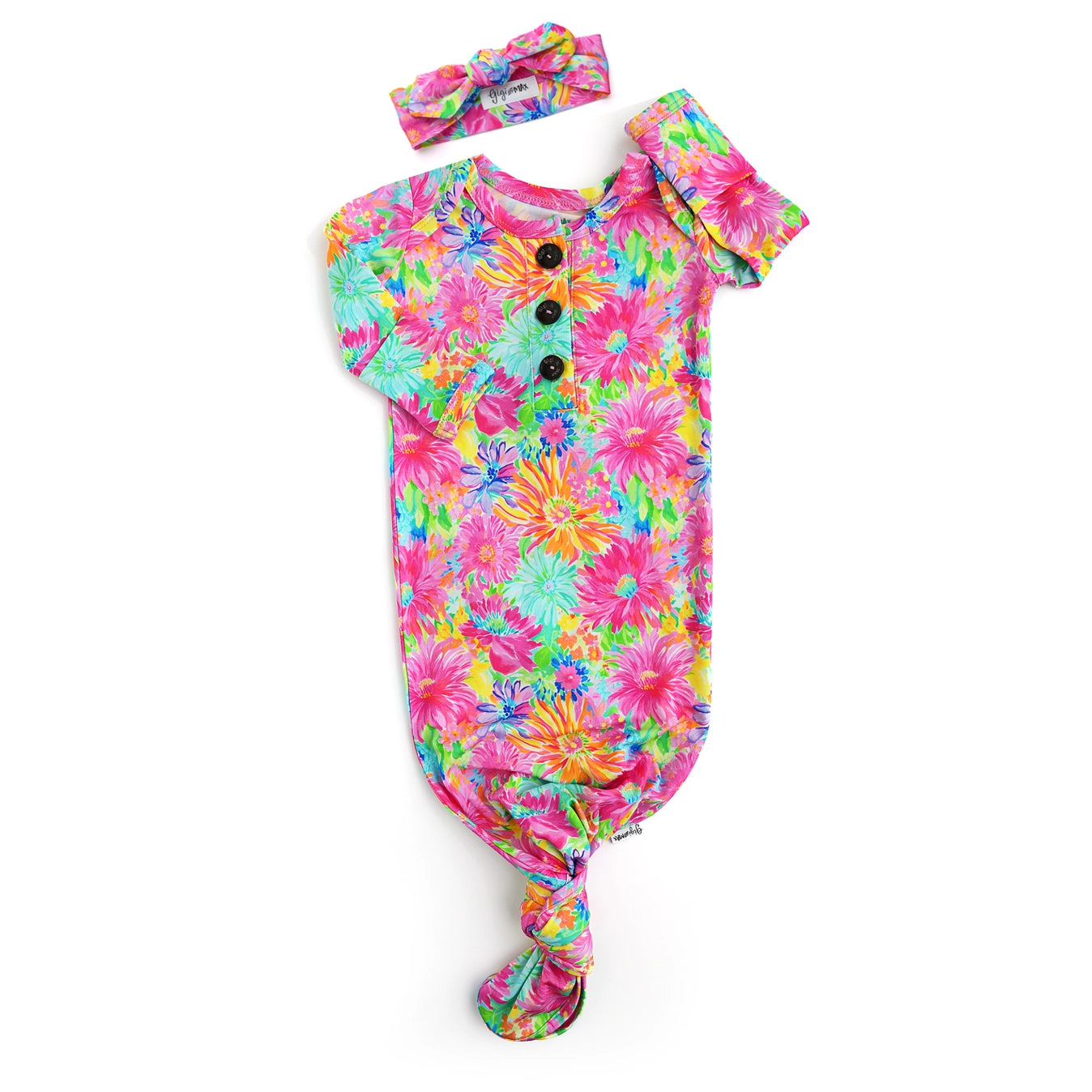 Kimberly Knotted Button Gown and Headband - Doodlebug's Children's Boutique