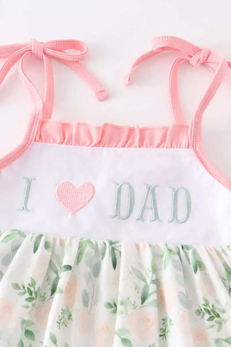 Pink Print Love Dad Embroidery Girl Set - Doodlebug's Children's Boutique