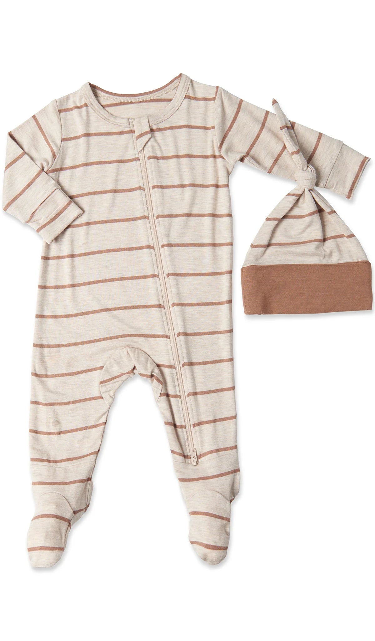Mocha Stripe Footie Set - Doodlebug's Children's Boutique