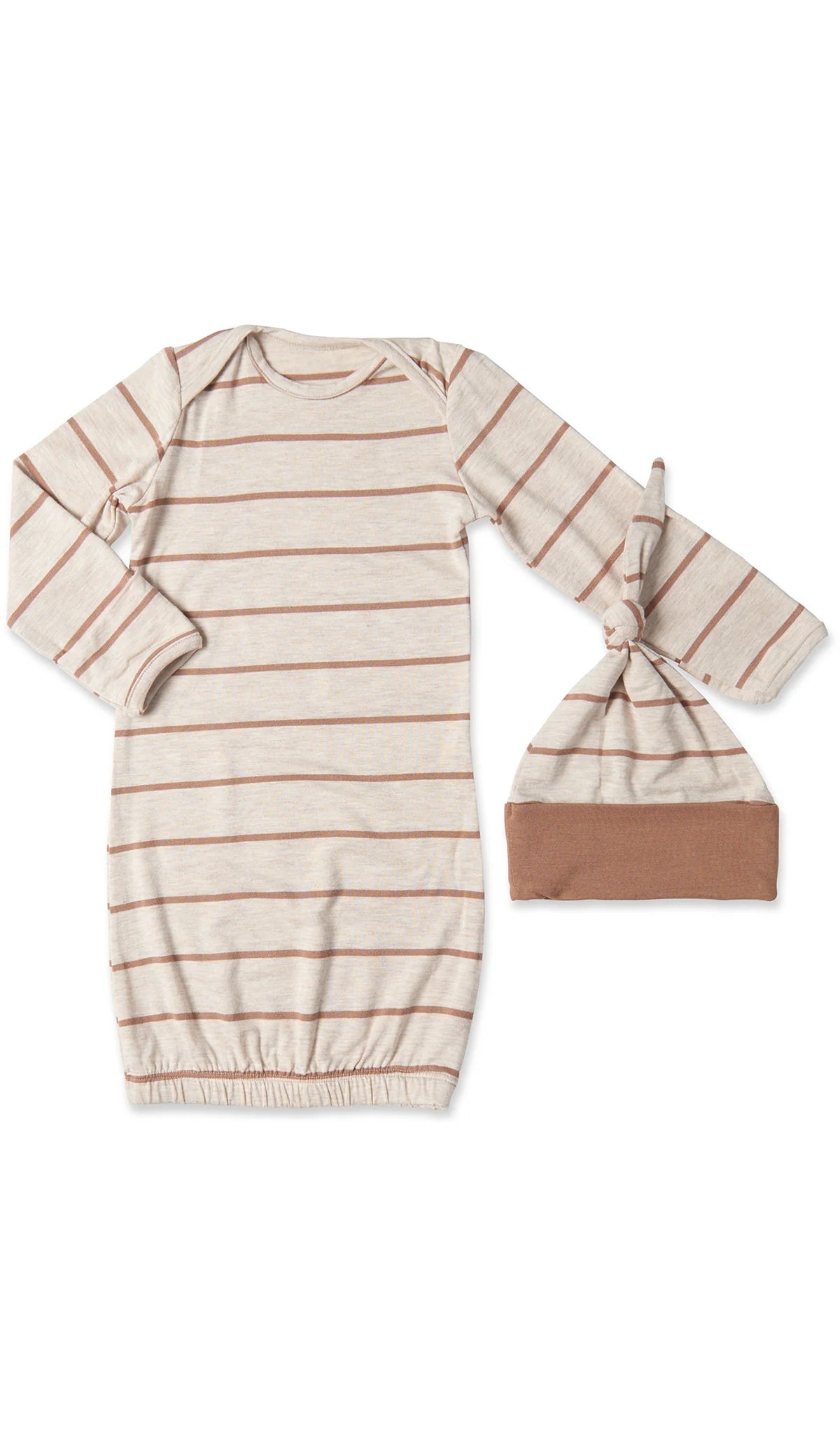 Mocha Stripe Gown Set - Doodlebug's Children's Boutique