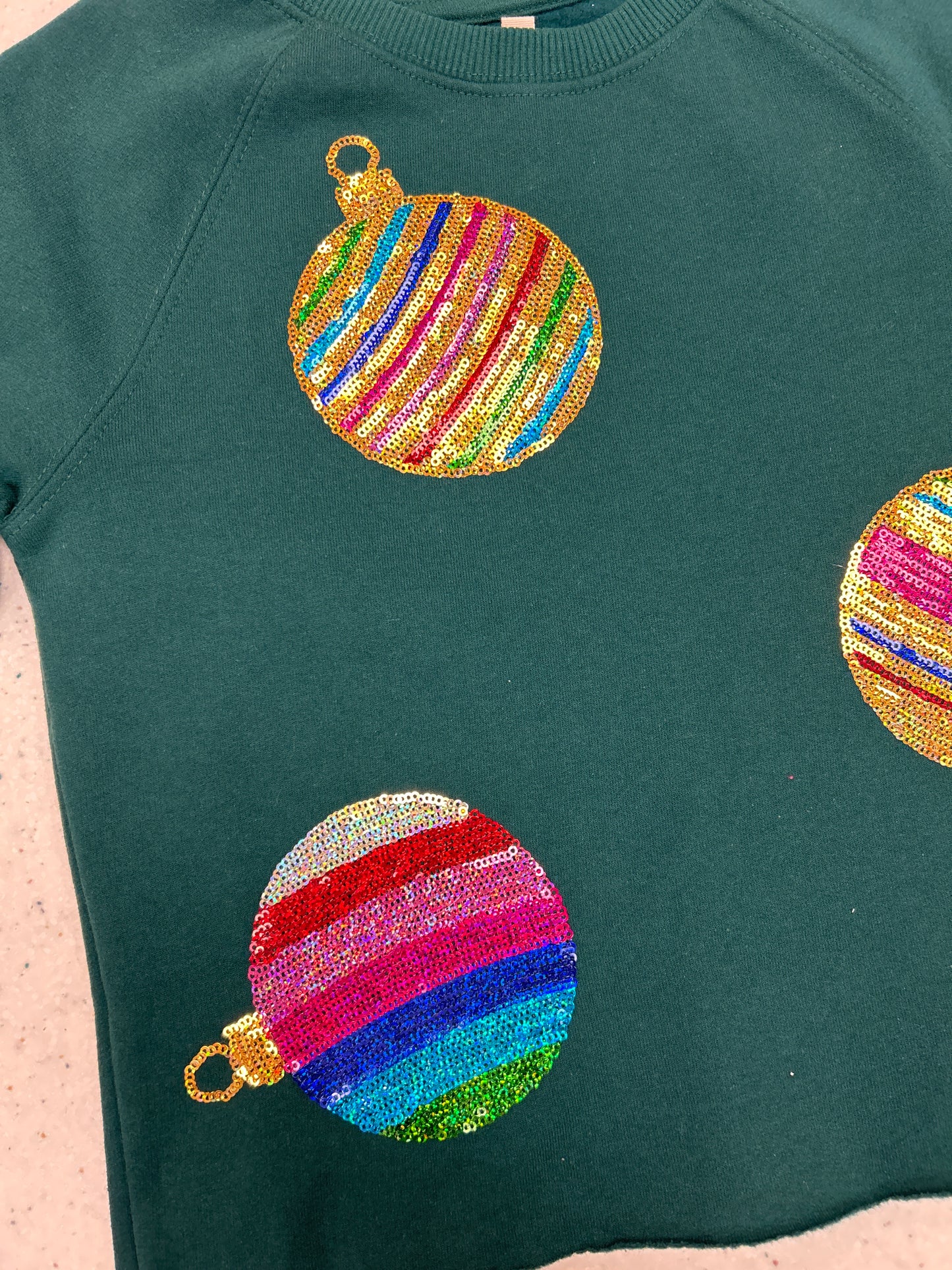Sequin Christmas Ornament Crop Sweatshirt - Doodlebug's Children's Boutique
