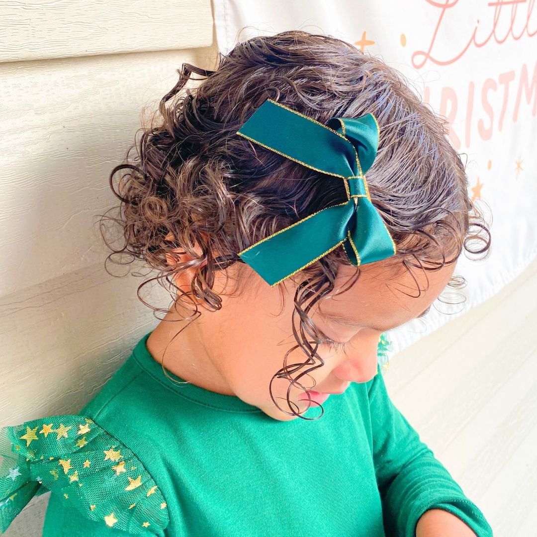 Emerald Coquette Bow Clip - Doodlebug's Children's Boutique