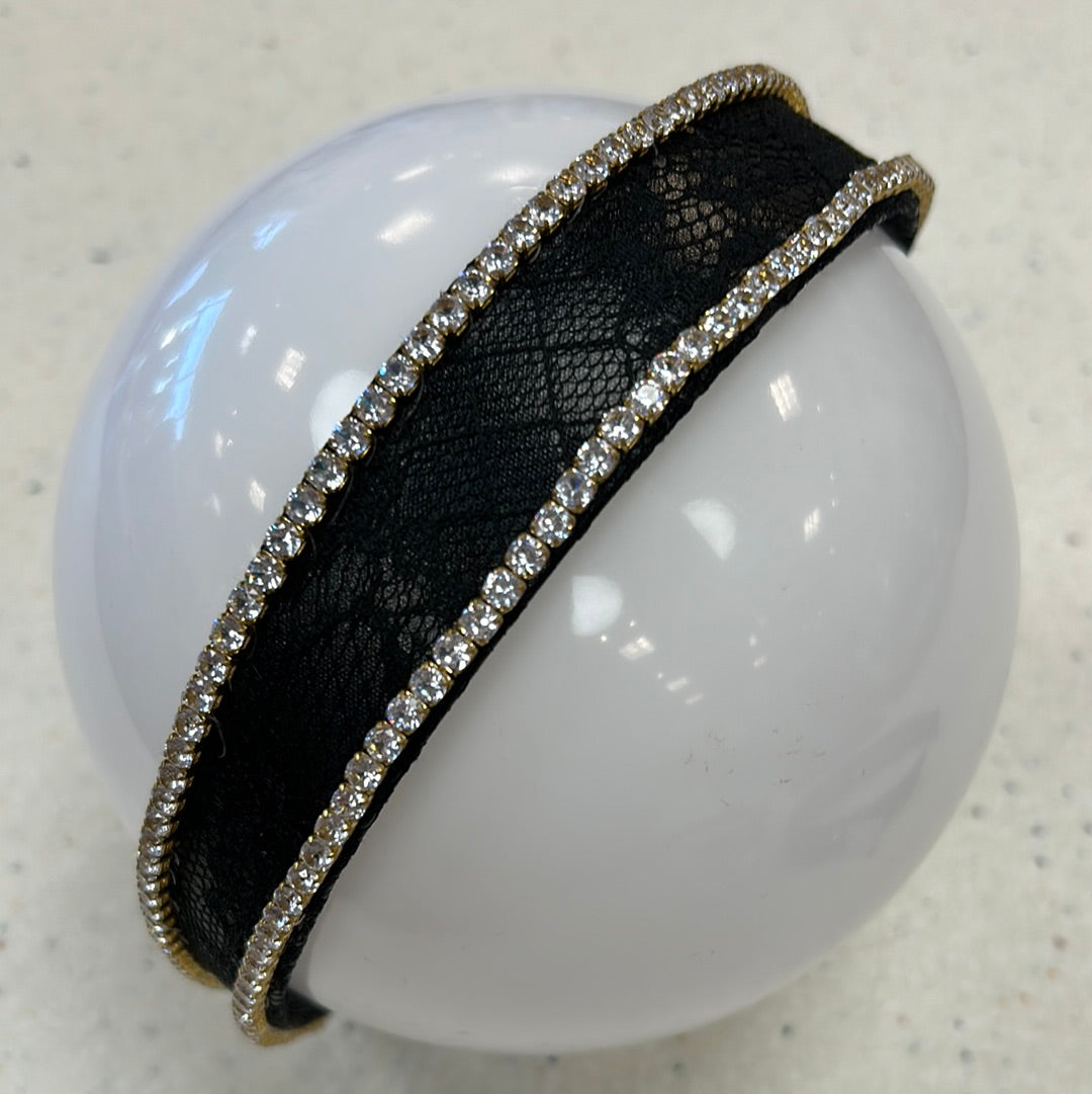 Black Lace and Rhinestone Headband - Doodlebug's Children's Boutique