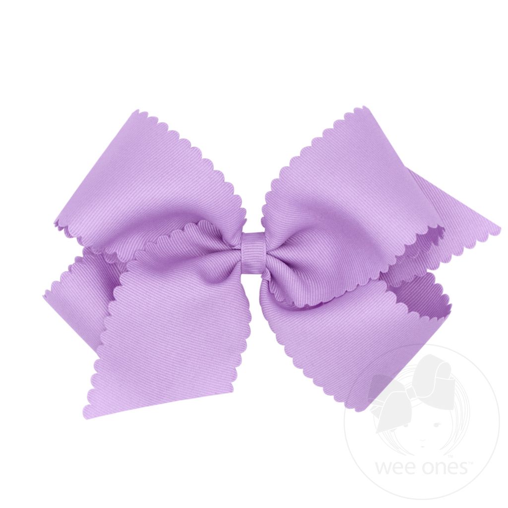 King Grosgrain Bow with Scalloped Edge in Light Orchid - Doodlebug's Children's Boutique