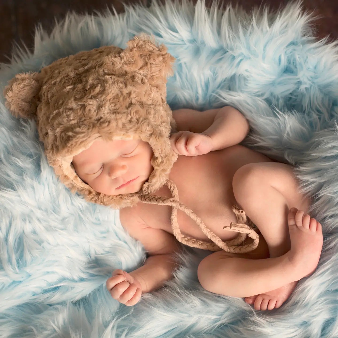 Tan Plush Minky Bear Hat - Doodlebug's Children's Boutique