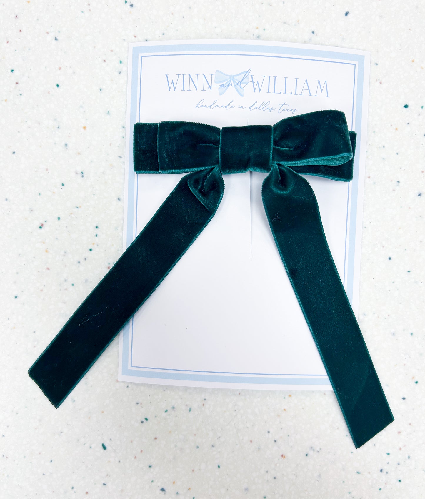 Dark Green Velvet Long-Tail Bow - Doodlebug's Children's Boutique