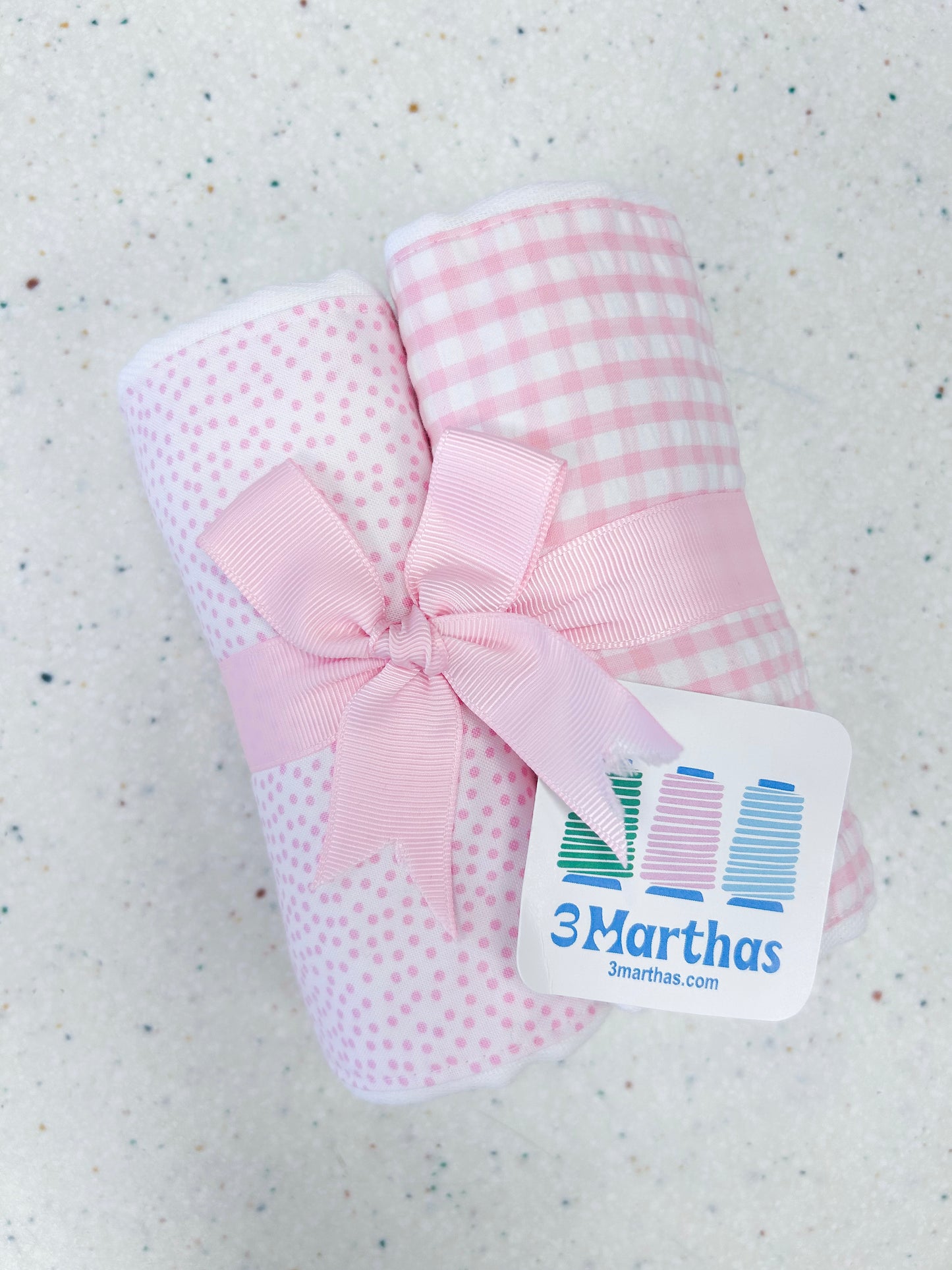 Pink Dots & Check 2 Pack Burp Cloth Set - Doodlebug's Children's Boutique