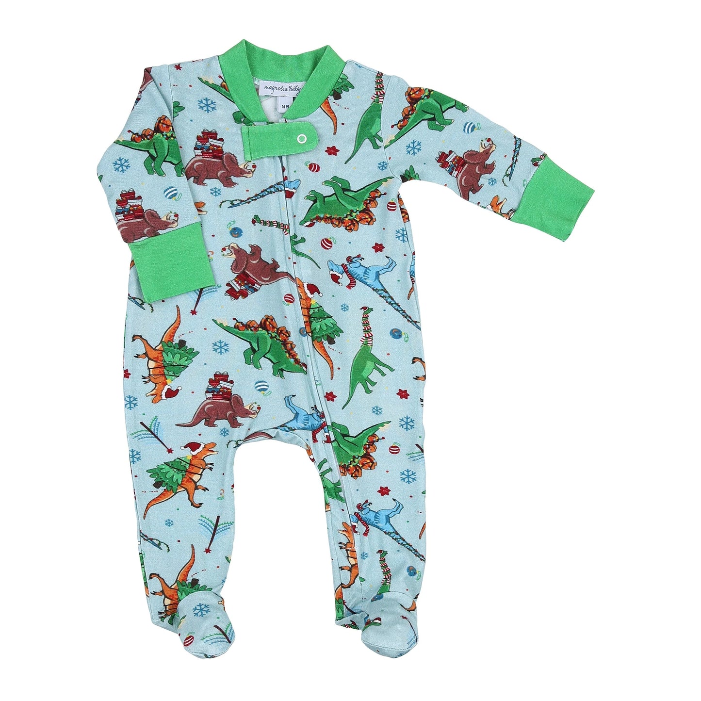 Dino Christmas Zipper Footie - Doodlebug's Children's Boutique