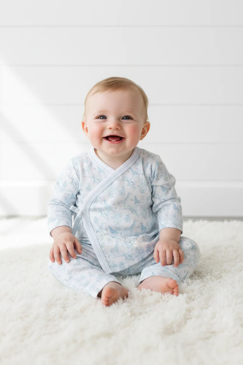 Blue Baby Safari Kimono Set