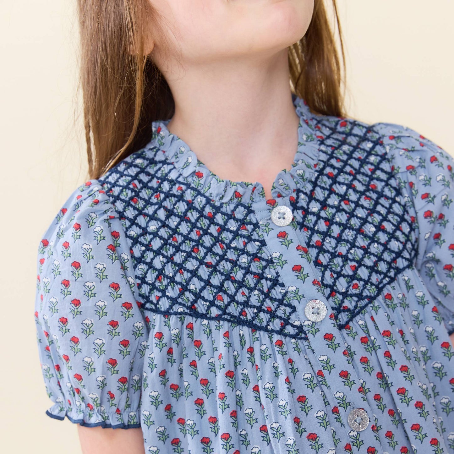 Lucia Dress in Light Blue Carnation - Doodlebug's Children's Boutique