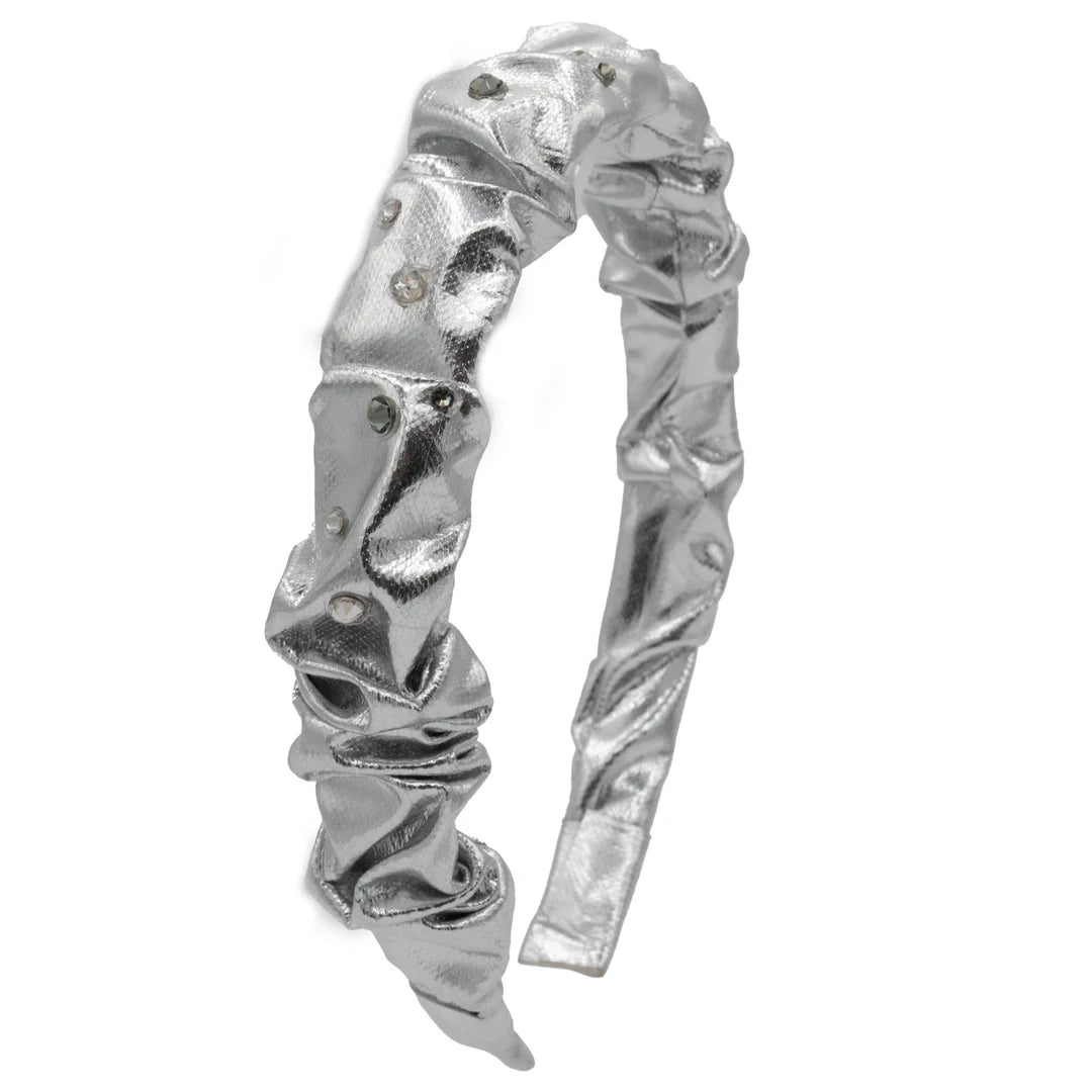 Silver Crinkle Rhinestone Headband
