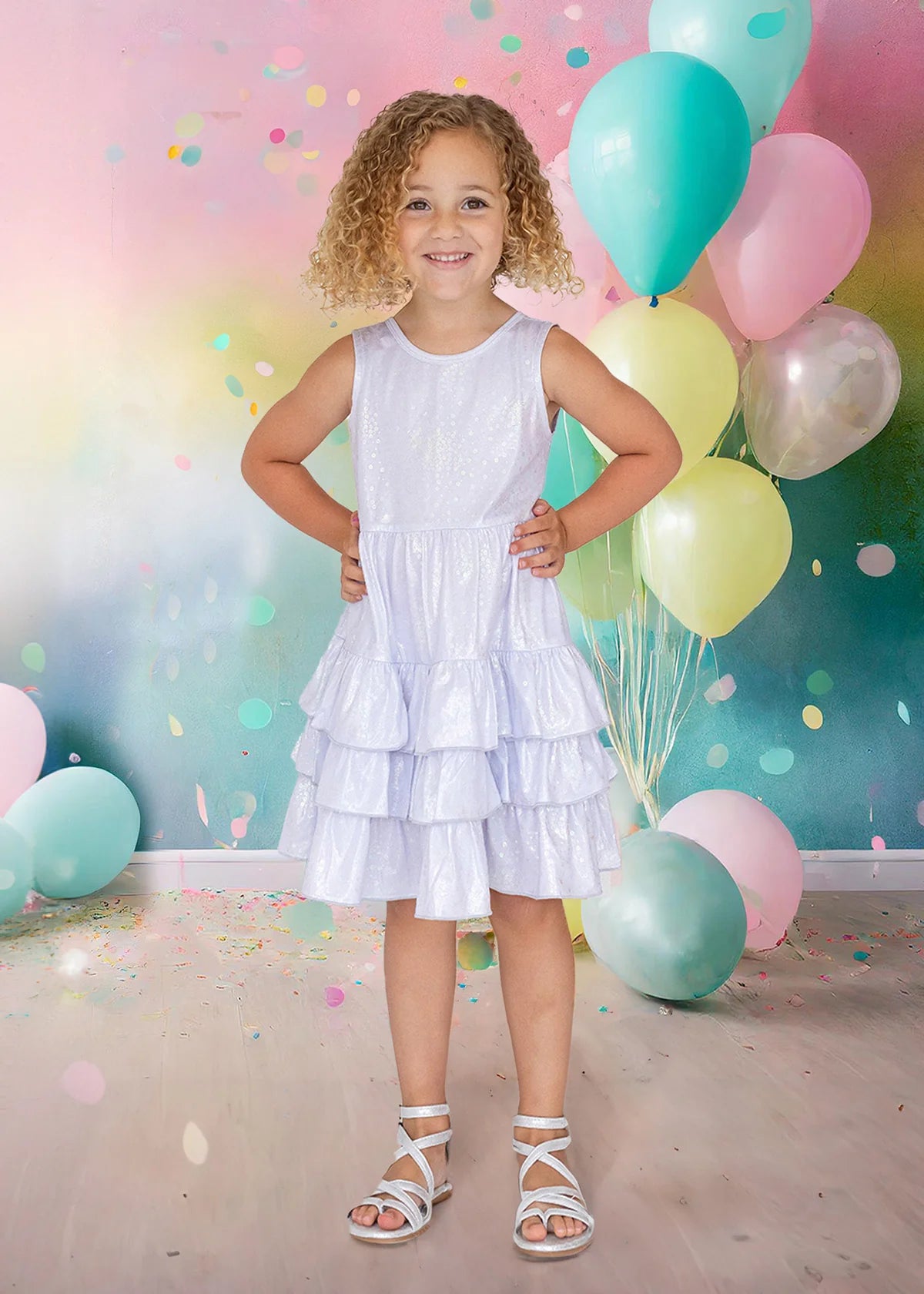 Purple Star Glimmer Tiered Dress - Doodlebug's Children's Boutique