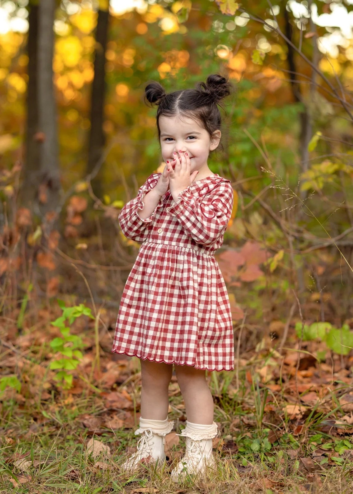 Valentina Long Sleeve Gingham Dress